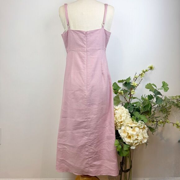 J. Crew * Linen Blend A-Line Midi Dress Dusty Rose Pink Size 10 Tall - Picture 5 of 9